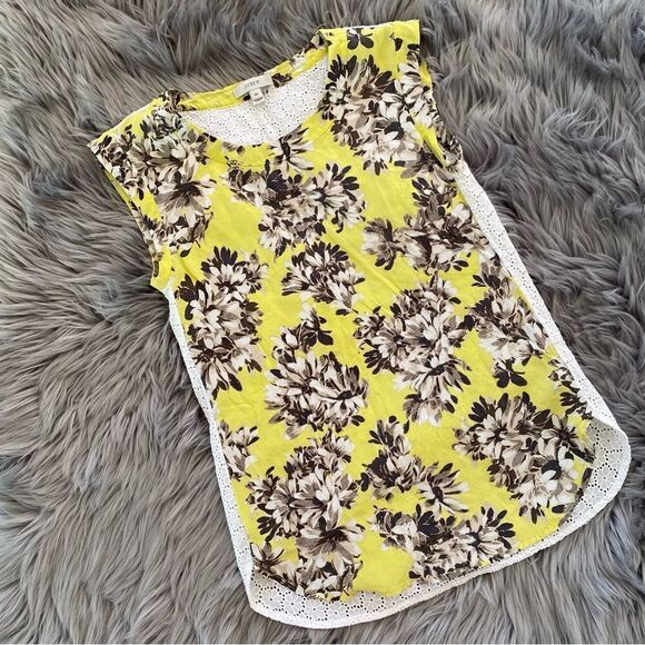 J. Crew Silk crochet Eyelet Spliced Blouse, 00 - Picture 1 of 10